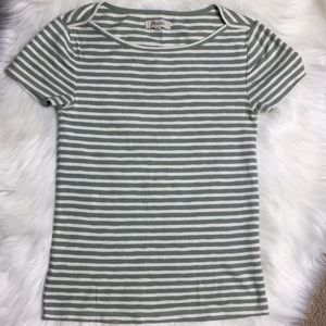 Madewell Roberta Green White Striped Shirt